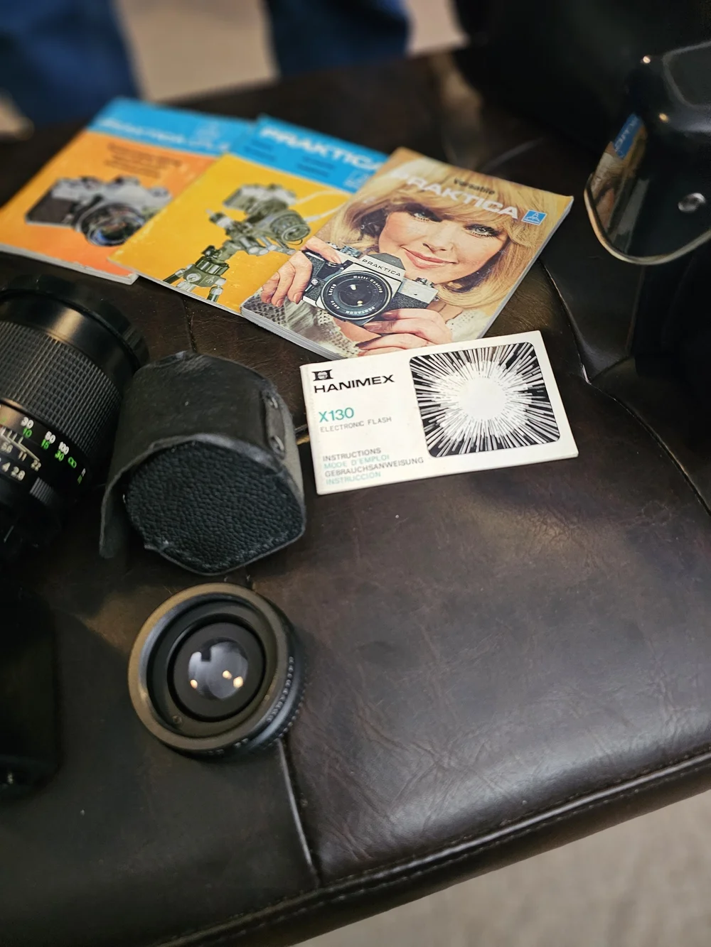Vintage 35mm SLR Camera with Black Lenses